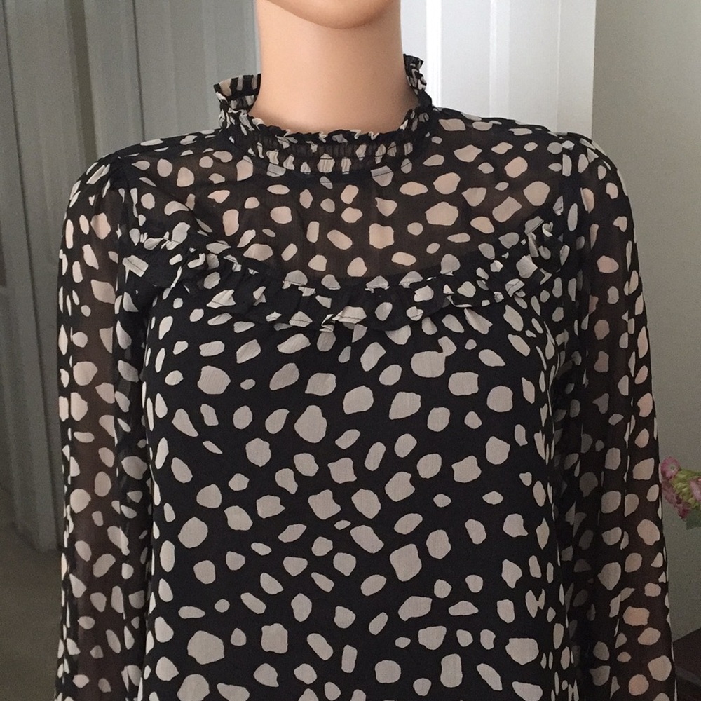 Vintage Loft Black Silver Pattern Polyester Blouse - image 4